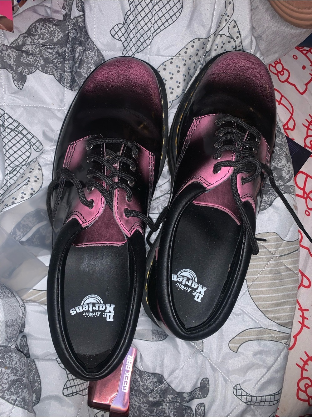 Dr. Martens Metallic Pink and Black Oxford Shoes